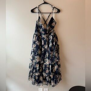 Lulu's Midnight Blue Floral Dress